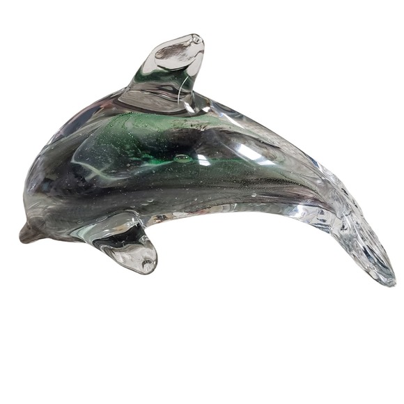 Vintage Blarney Glass Collectables Blown Hand Green Swirl Dolphin‎ Figurine - Picture 8 of 9